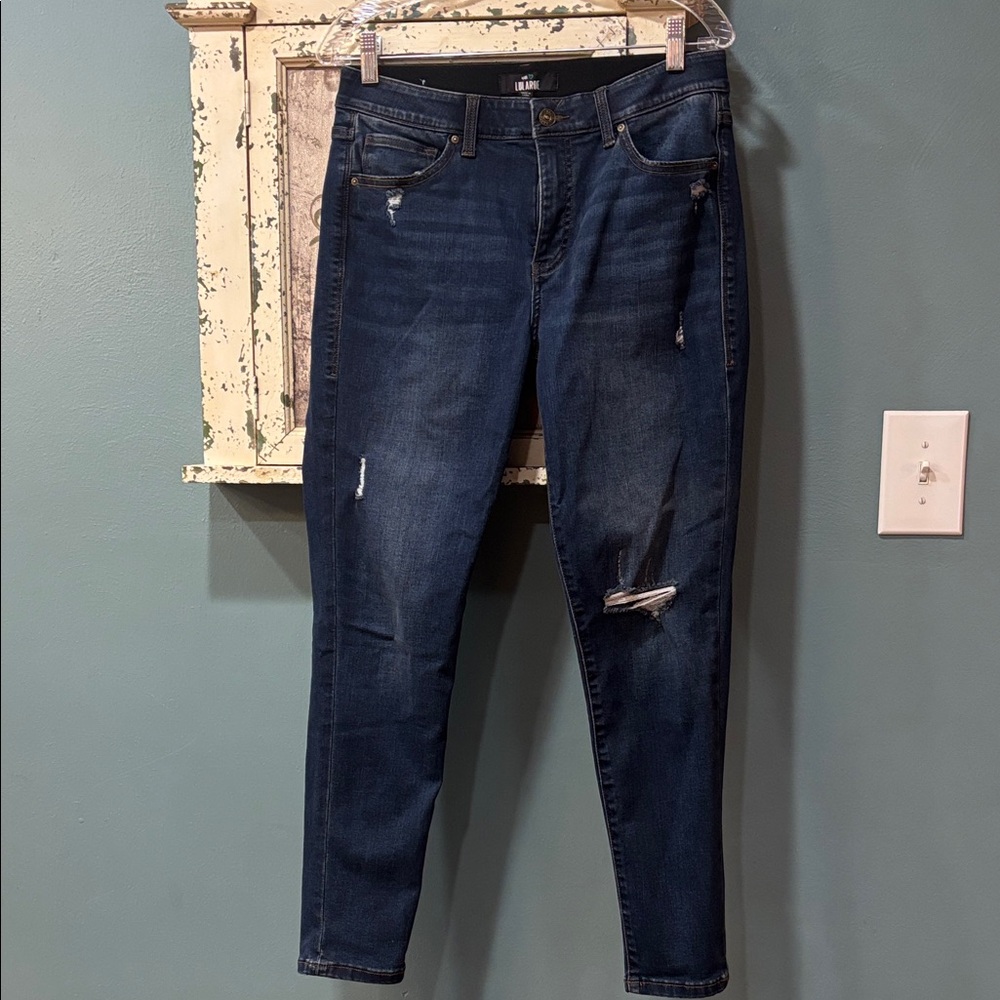 LuLaRoe Dark Blue Distressed Skinny Jeans